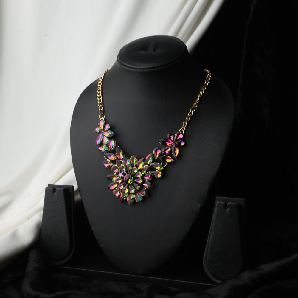 Rainbow Radiance Crystal Drop Necklace – Elegant Jewelry for Pageants and Events