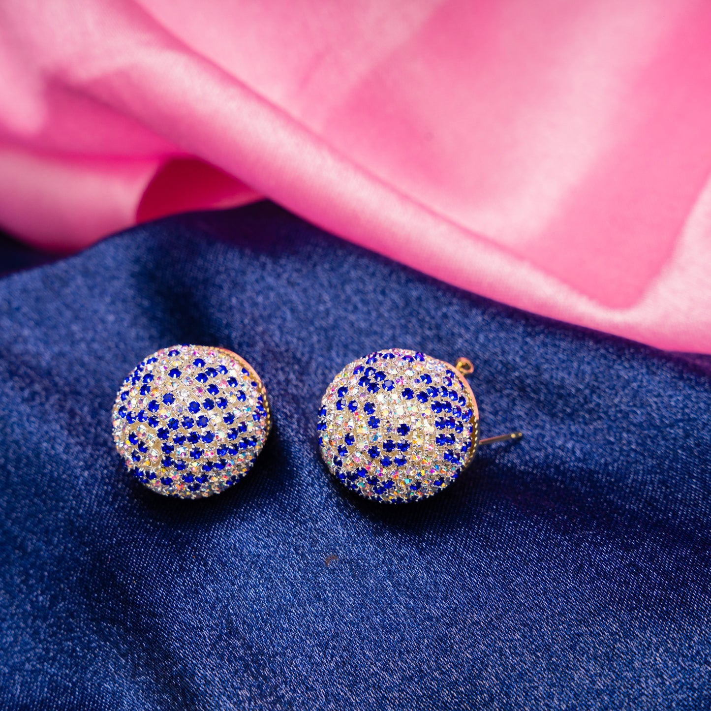 Arctic Bloom White & Blue Crystal Earrings – Elegant Jewelry for Pageants and Events