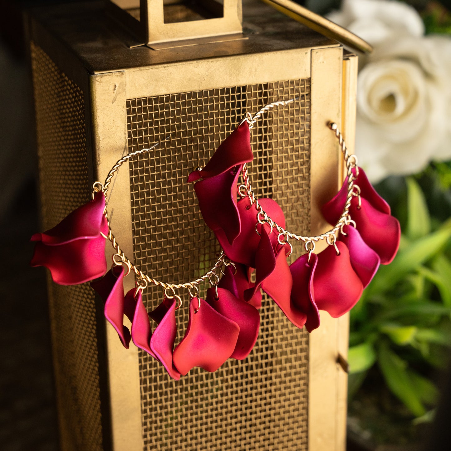 Crimson Blossom Handmade Earrings – Elegant Jewelry for Pageants and Events