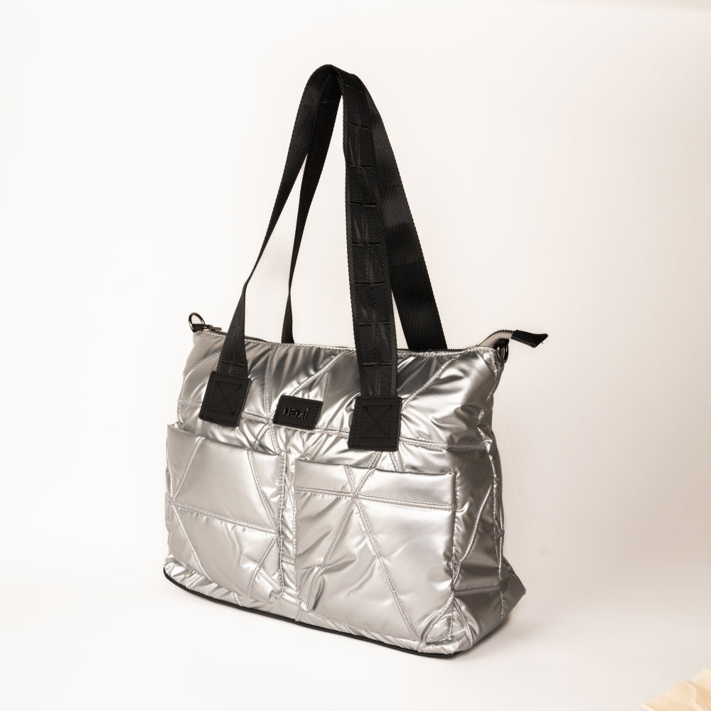 Silver Tote Bag – Shimmering & Spacious – Elegant Jewelry for Pageants and Events