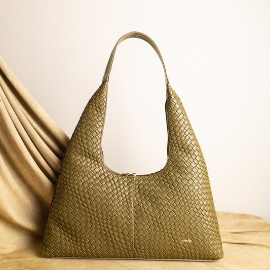 Terra Verde: Earth-Toned Green Shoulder Bag – Elegant Jewelry for Pageants and Events