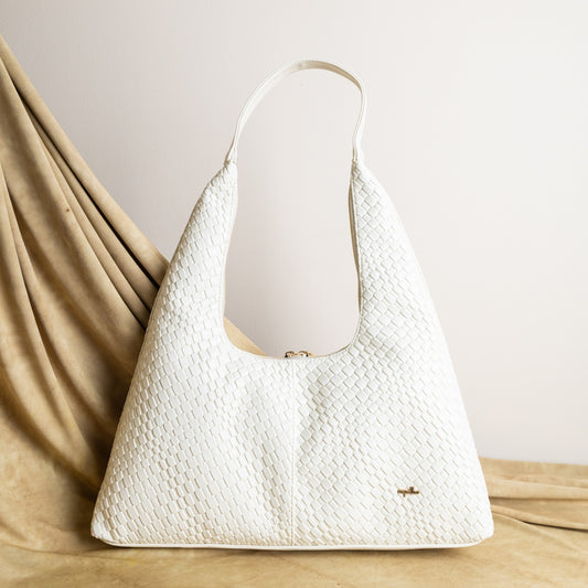 Snow Muse: White Shoulder Bag – Elegant Jewelry for Pageants and Events