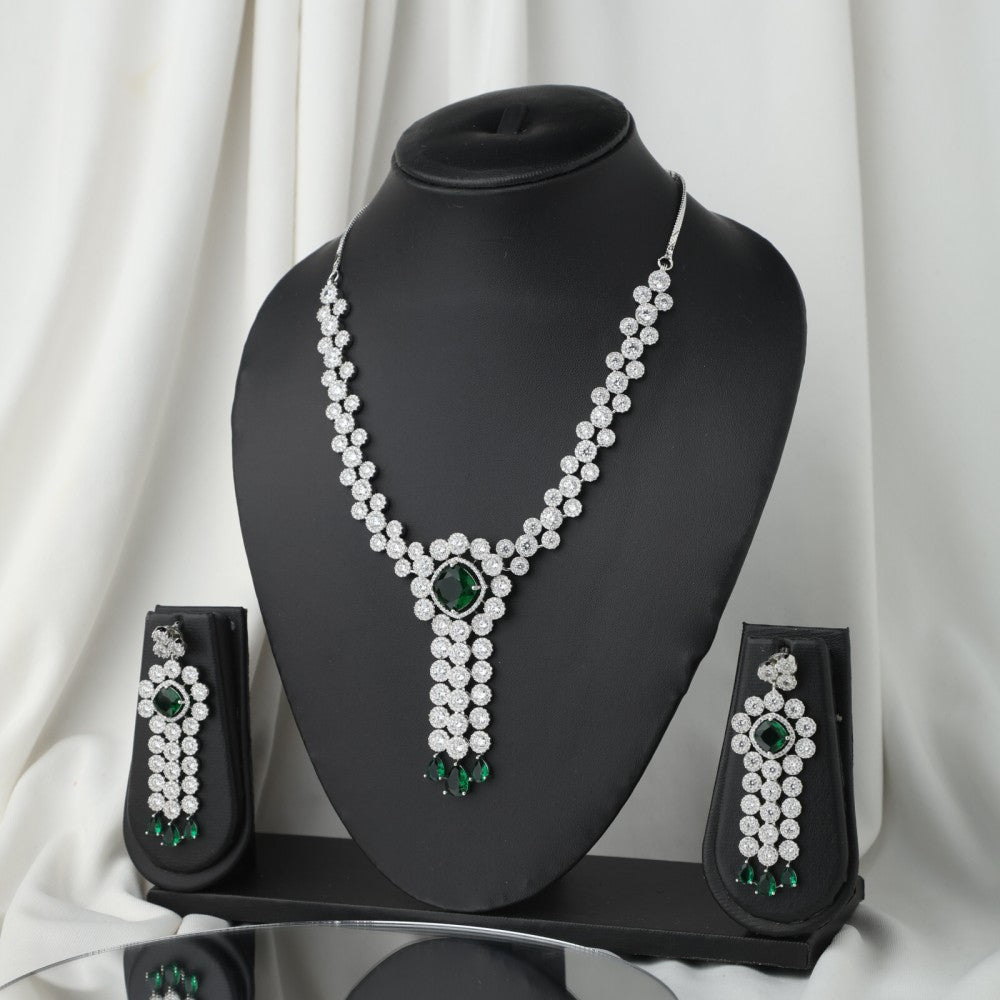 Verdant Charm Green Stone Necklace – Elegant Jewelry for Pageants and Events