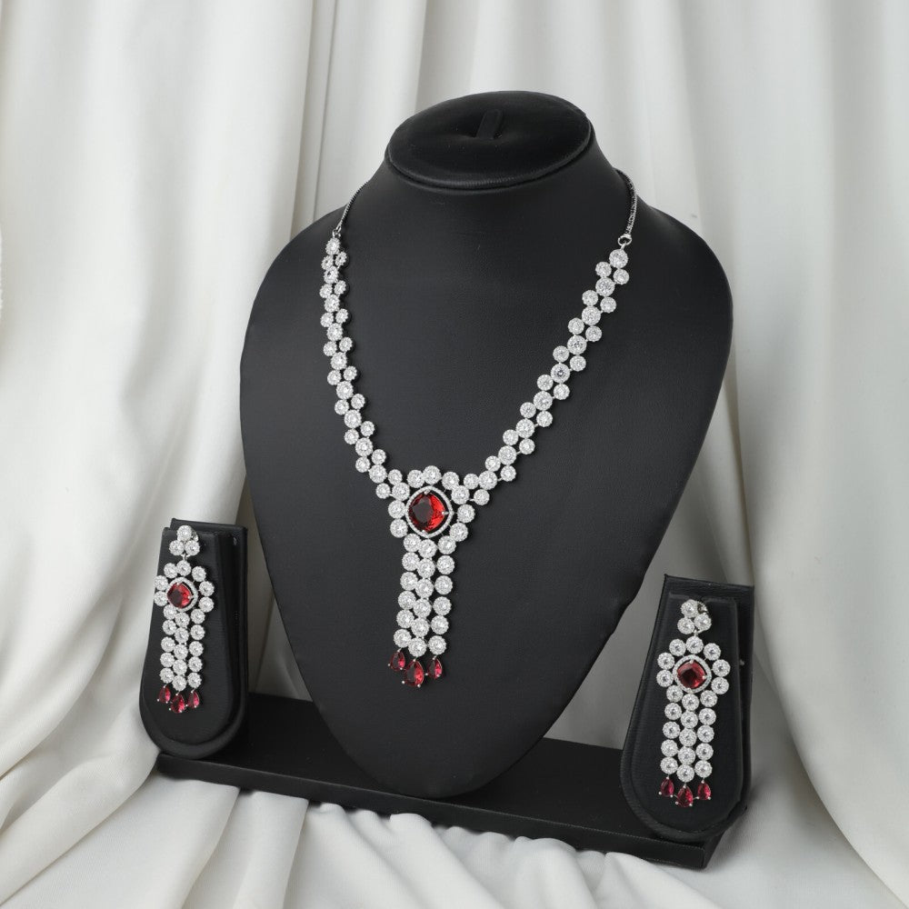 Scarlet Elegance Red Stone Necklace – Elegant Jewelry for Pageants and Events