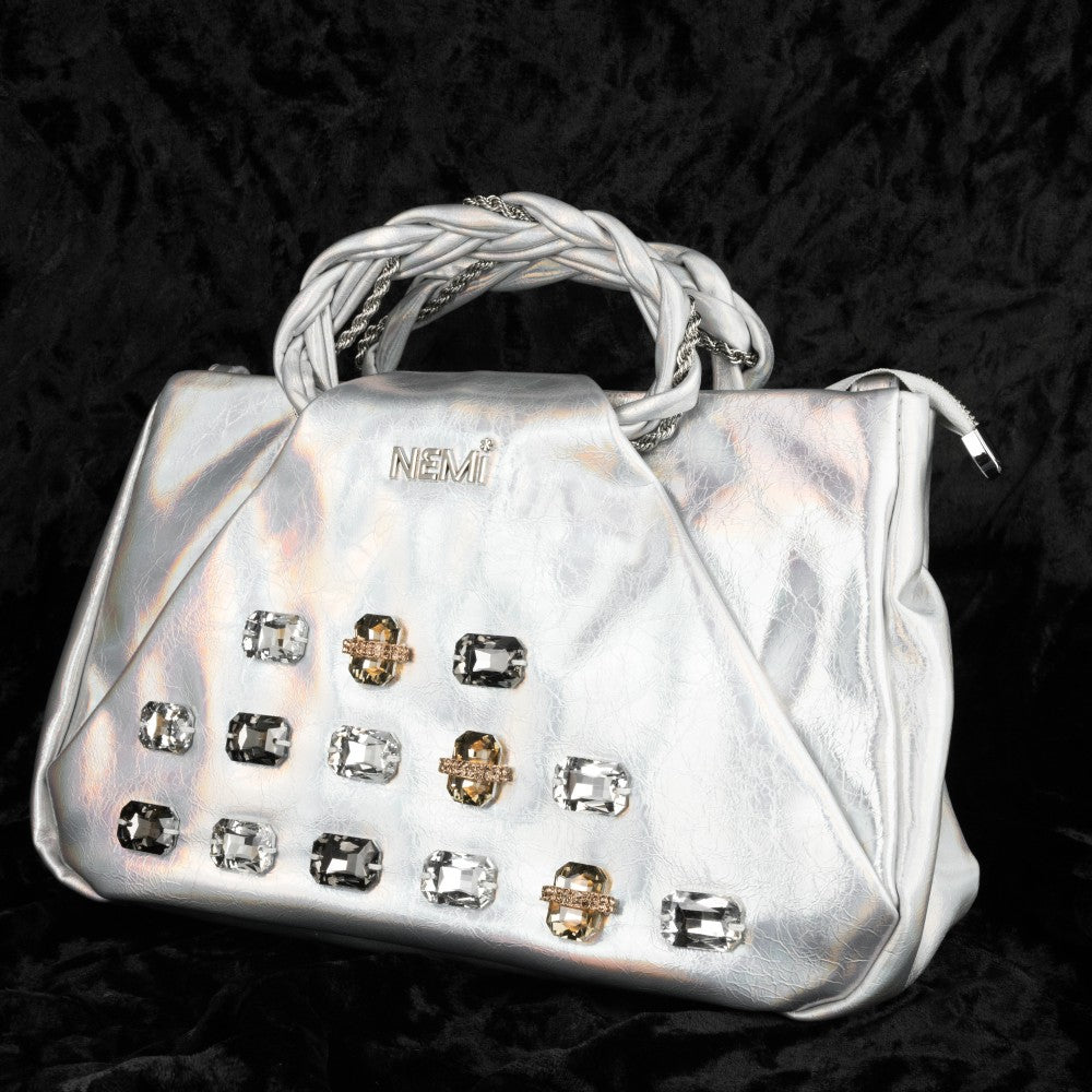 Silver Nemi 2 Handbag – Sleek & Polished – Elegant Jewelry for Pageants and Events
