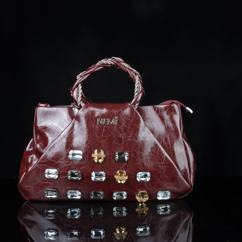 Maroon Handbag – Deep & Luxurious – Elegant Jewelry for Pageants and Events