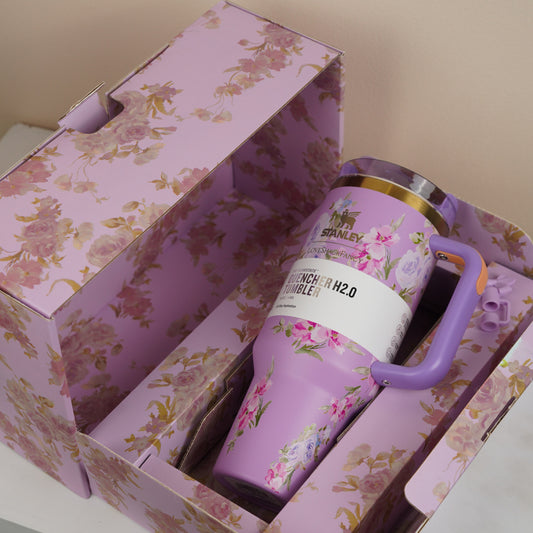 Stanley Lavender Floral Tumbler – Elegant Jewelry for Pageants and Events