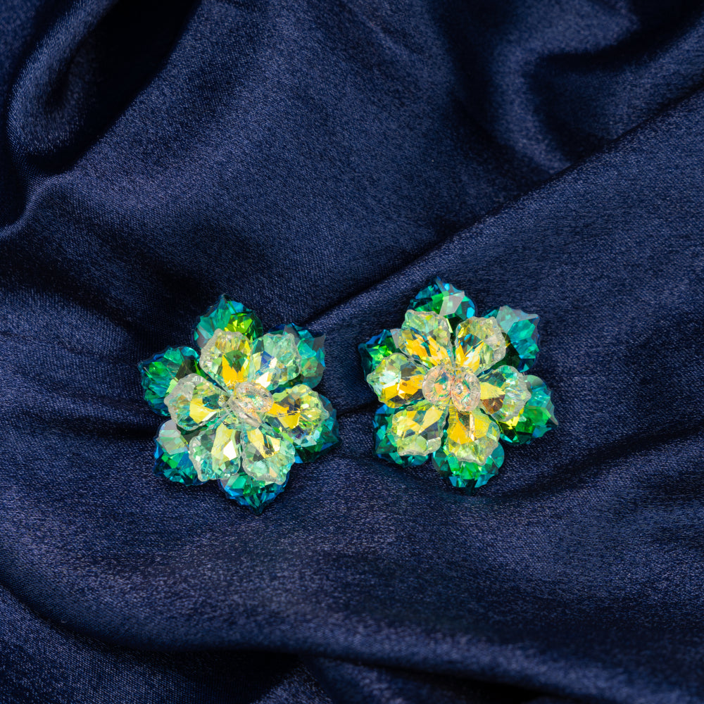 Emerald Glow Duo Arc Earrings – Elegant Jewelry for Pageants and Events