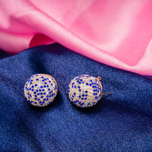 Arctic Bloom White & Blue Crystal Earrings – Elegant Jewelry for Pageants and Events