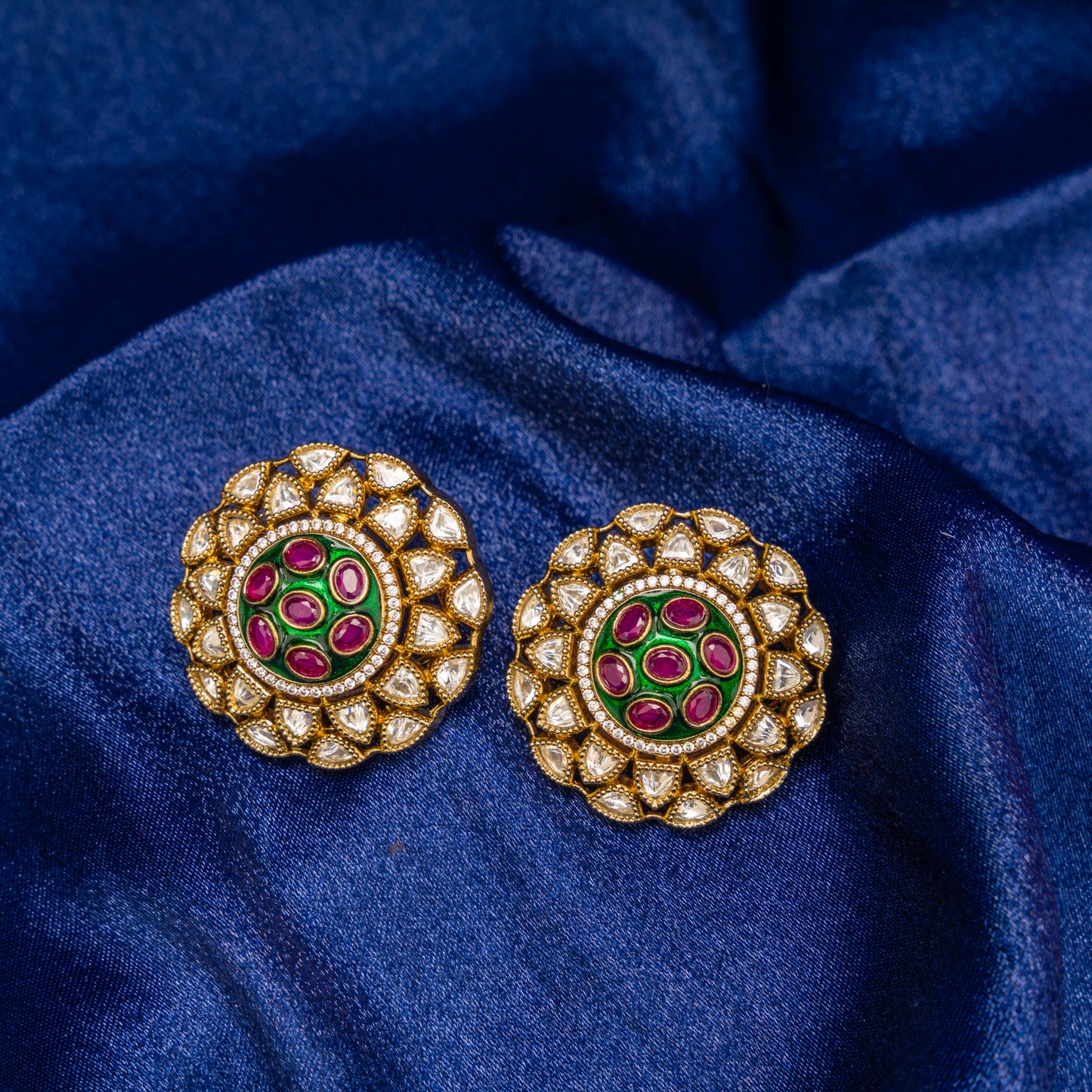 Regal Touch Kundan Stud Earrings – Elegant Jewelry for Pageants and Events