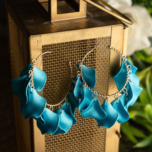 Azure Petal Handmade Floral Earrings – Elegant Jewelry for Pageants and Events