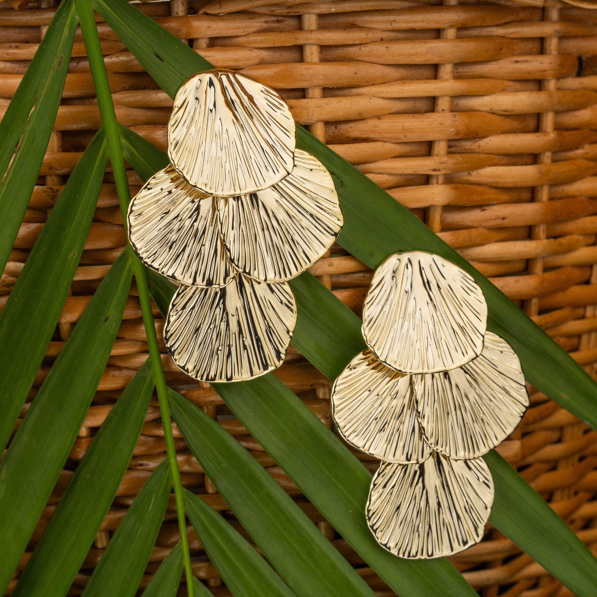 Boho Breeze Dried Palm Leaf Earrings – Elegant Jewelry for Pageants and Events
