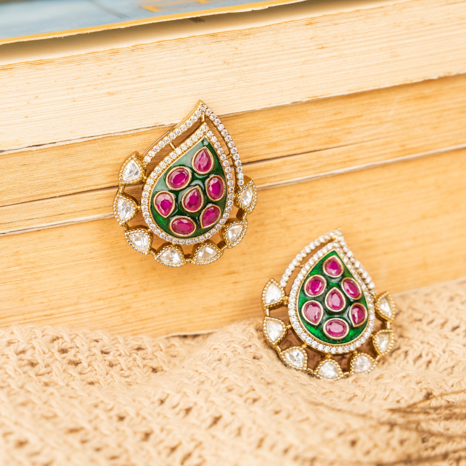 Regal Touch Kundan Stud Earrings – Elegant Jewelry for Pageants and Events