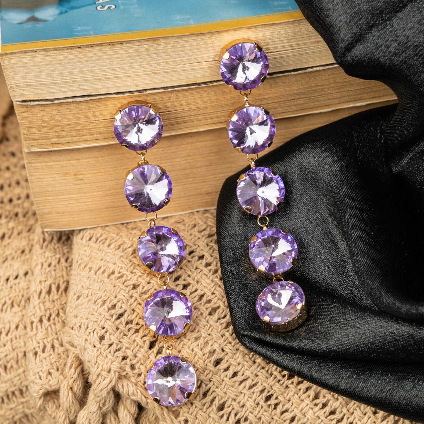Lavender Mist Plated Stone Earrings – Elegant Jewelry for Pageants and Events