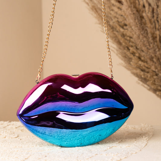 Lips Purple Clutch Bag – Quirky & Fun – Elegant Jewelry for Pageants and Events