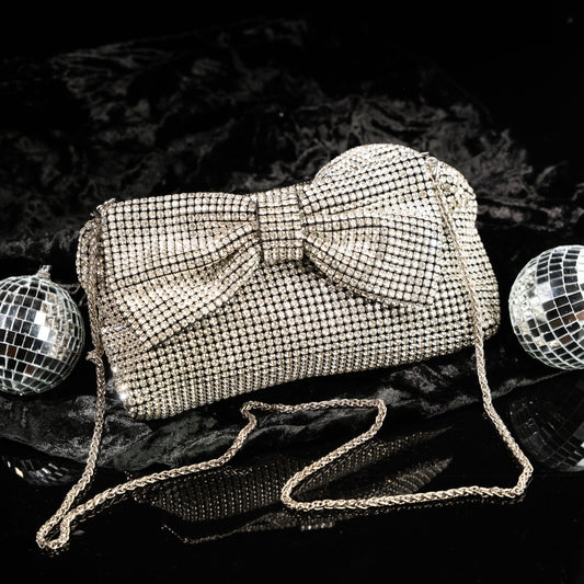 Silver Bow Clutch Bag – Elegant & Feminine – Elegant Jewelry for Pageants and Events