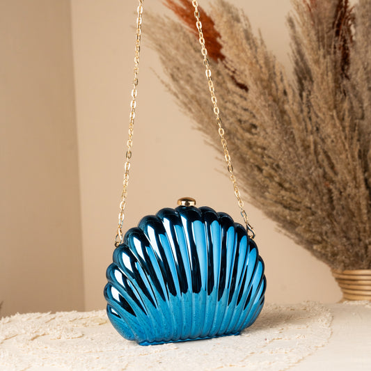 Blue Shell Clutch Bag – Elegant & Unique – Elegant Jewelry for Pageants and Events