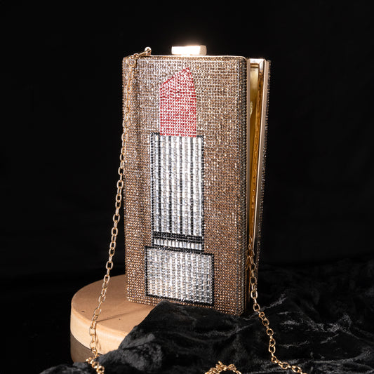 Lipstick Rose Gold Clutch – Glamorous & Trendy – Elegant Jewelry for Pageants and Events